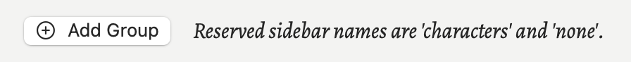 A section showing the add group button.