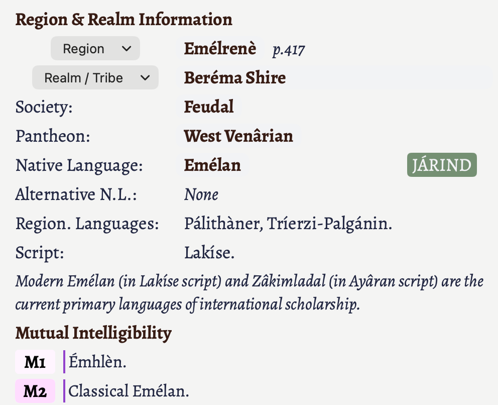 The Emélrenè region selected.