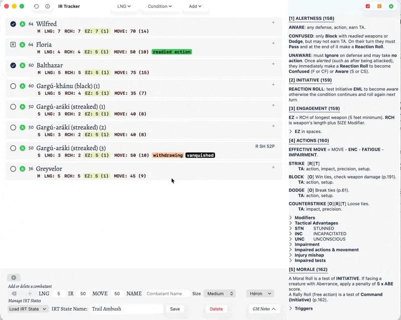 A gif showing loading a saved IRT State.