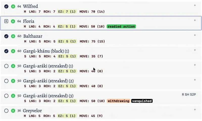 Floria taking her readied action just before the first araki.