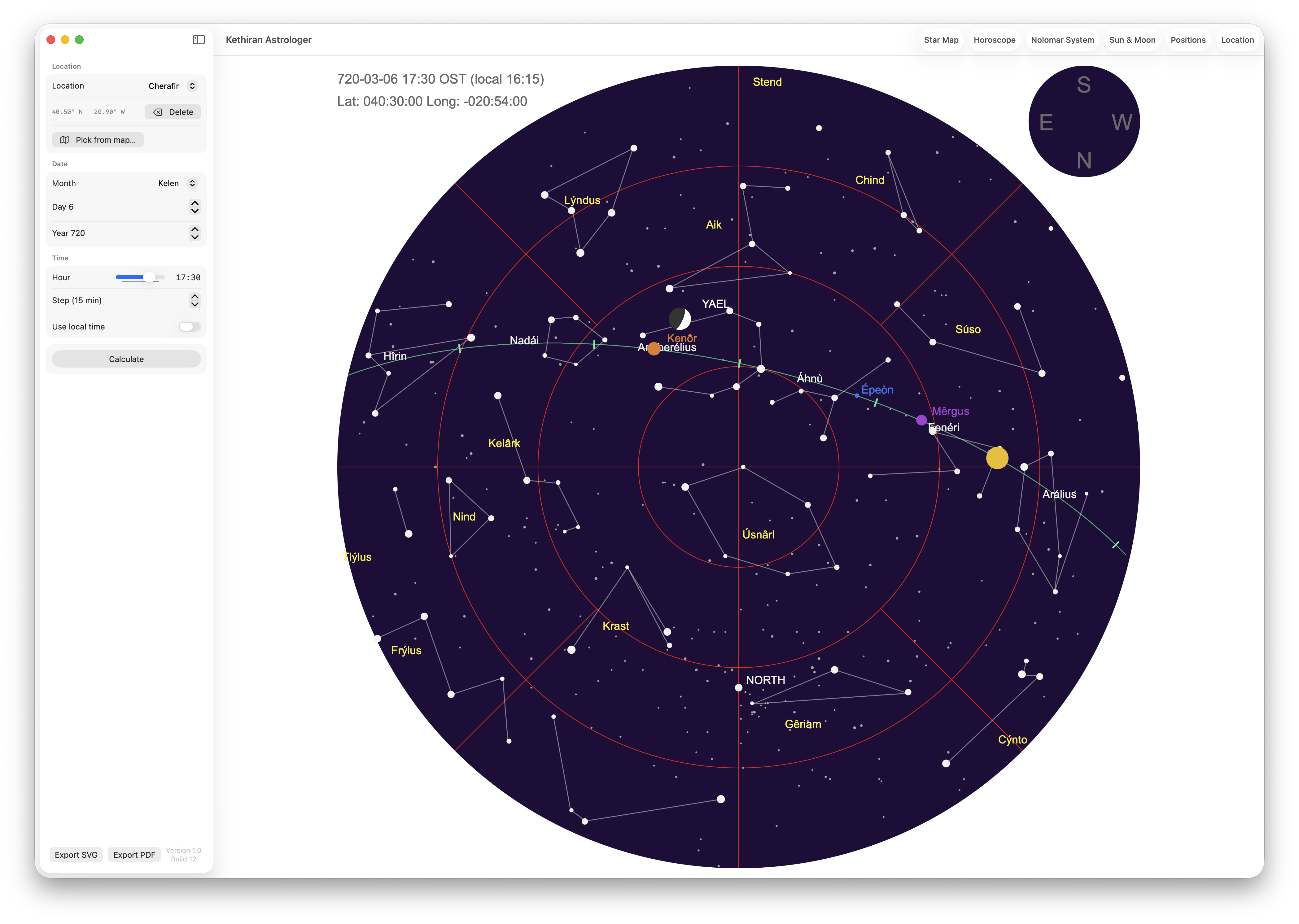 The night sky over Cherafir on the 7th of Kelen at 6:45pm.