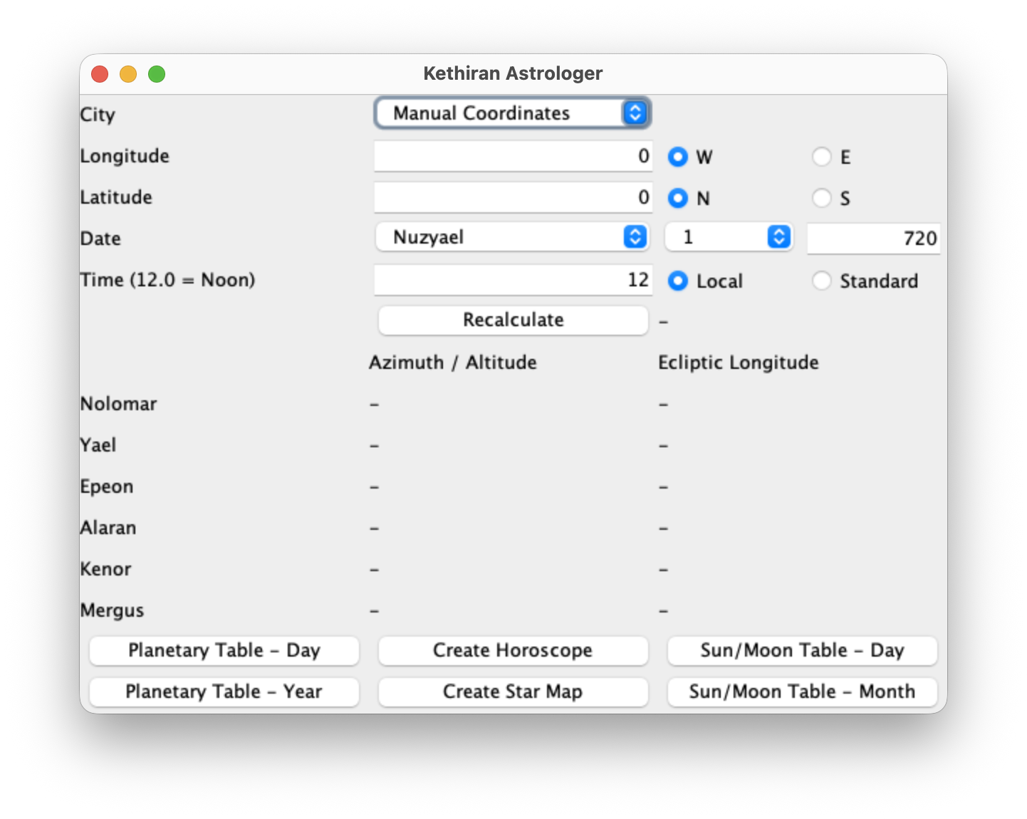 The Java version of the astronomy program.