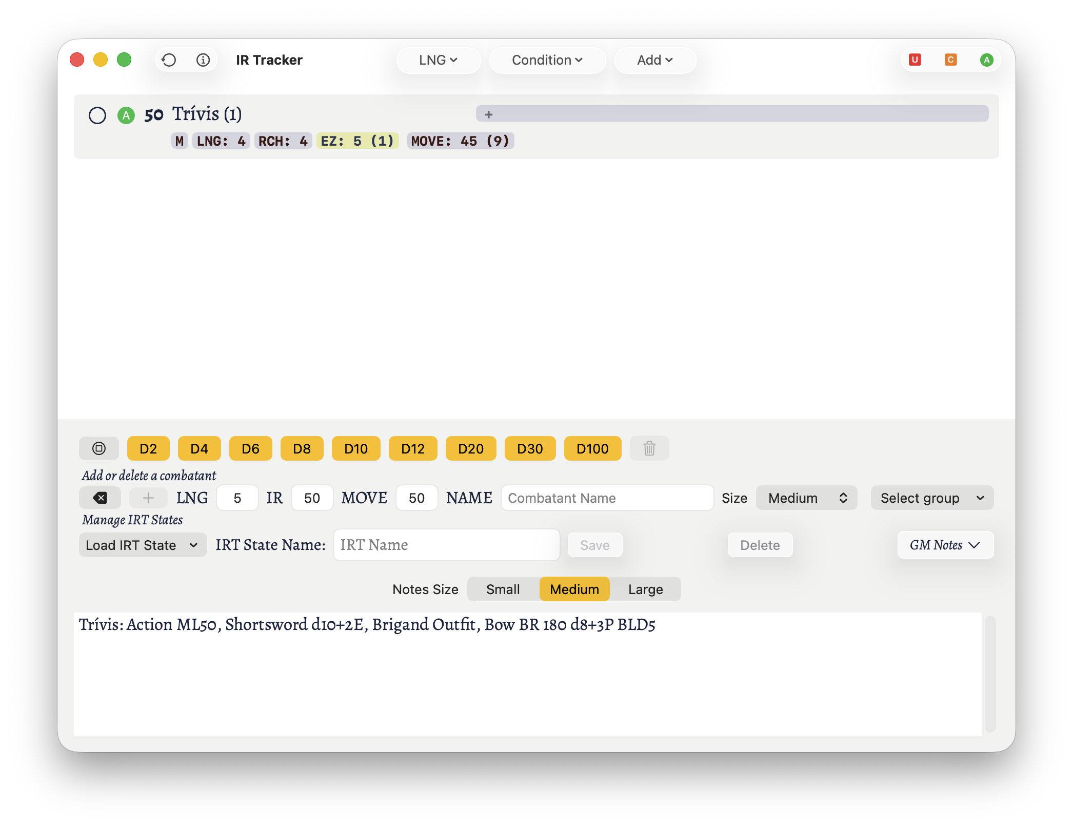 The edit NPC panel for Trivis.