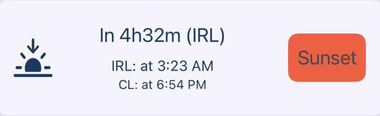 Example of sun set prediction