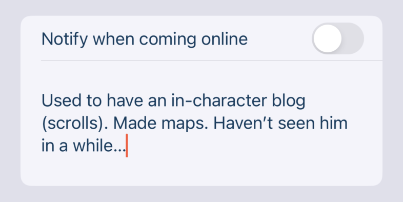 Example of an exile's detailed view bottom section