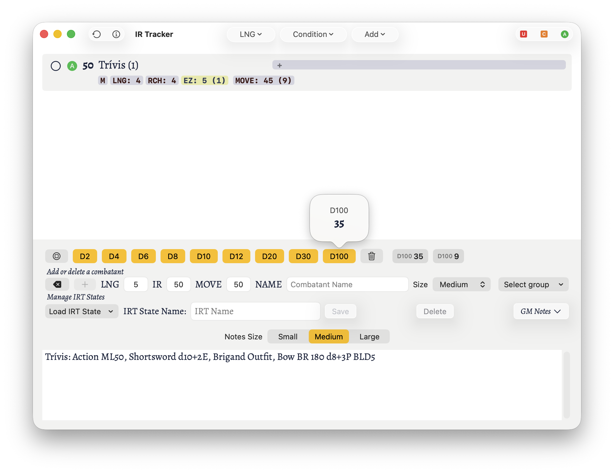 The edit NPC panel for Trivis.