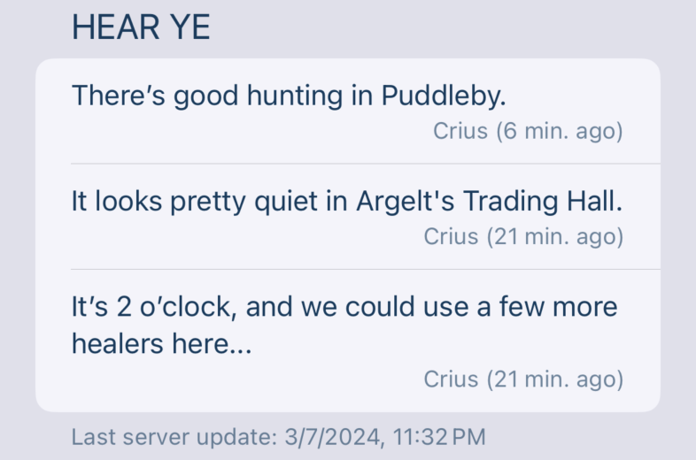 Example of Crius messages